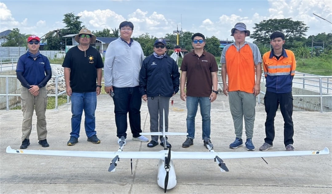 GISTDA and Systronics survey teams on-site with the JOUAV CW-15