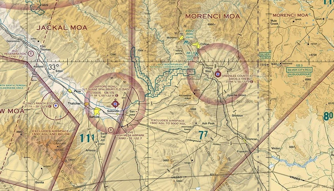 Shaded magenta fade on an aviation sectional chart 